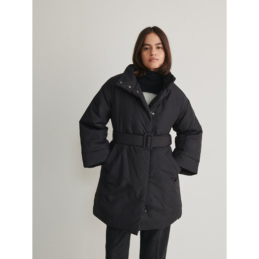 Reserved - Płaszcz z paskiem - czarny ze sklepu Reserved w kategorii Płaszcze damskie - zdjęcie 166242750