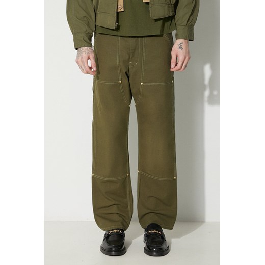Human Made spodnie bawełniane Duck Painter kolor zielony proste HM26PT012 ze sklepu PRM w kategorii Spodnie męskie - zdjęcie 166245970