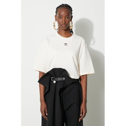 Bluzka damska Adidas Originals biała z krótkim rękawem z okrągłym dekoltem bawełniana na wiosnę 