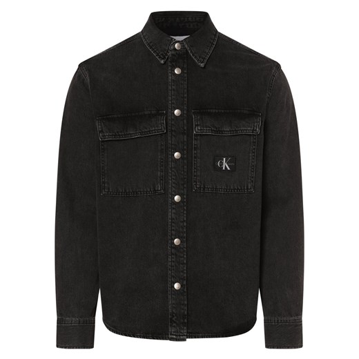 Calvin Klein Jeans Koszula męska Mężczyźni Regular Fit Jeansy czarny jednolity ze sklepu vangraaf w kategorii Koszule męskie - zdjęcie 166248094