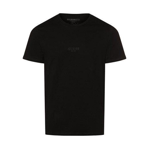 GUESS T-shirt męski Mężczyźni Bawełna czarny jednolity ze sklepu vangraaf w kategorii T-shirty męskie - zdjęcie 166248103
