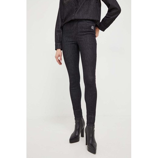 Karl Lagerfeld jeansy damskie kolor czarny ze sklepu ANSWEAR.com w kategorii Jeansy damskie - zdjęcie 166249091