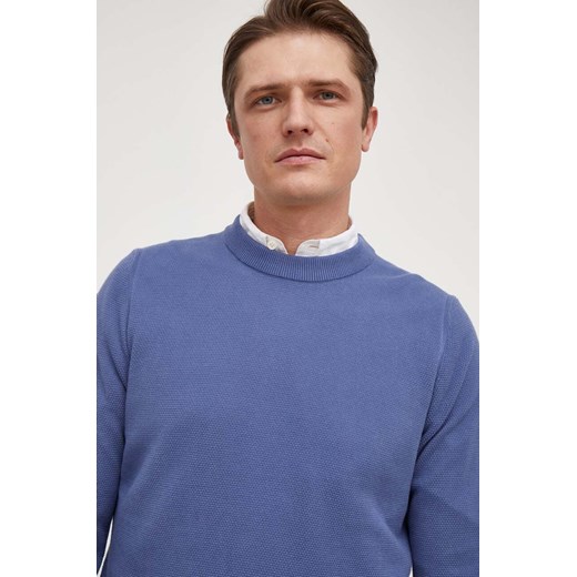 BOSS sweter bawełniany kolor niebieski lekki ze sklepu ANSWEAR.com w kategorii Swetry męskie - zdjęcie 166249990