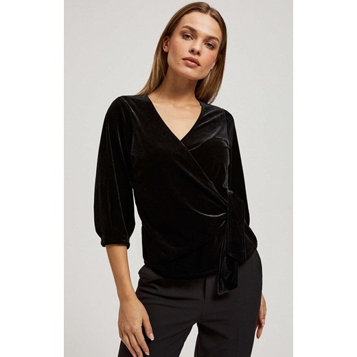 Welurowa bluzka damska czarna 4237, Kolor czarny, Rozmiar XS, Moodo ze sklepu Primodo w kategorii Bluzki damskie - zdjęcie 166253740