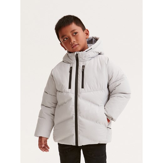 Reserved - Pikowana kurtka z kapturem - jasnoszary ze sklepu Reserved w kategorii Kurtki chłopięce - zdjęcie 166258243