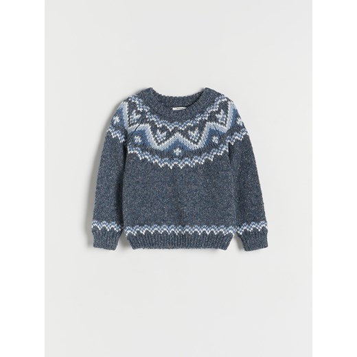 Reserved - Żakardowy sweter - granatowy ze sklepu Reserved w kategorii Swetry dziewczęce - zdjęcie 166258270