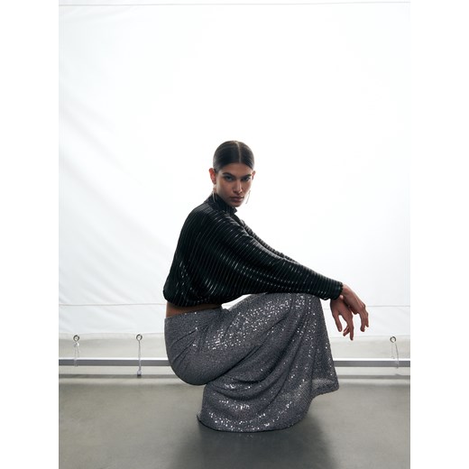 Reserved - Spódnica maxi z cekinami - ciemnoszary Reserved XL Reserved