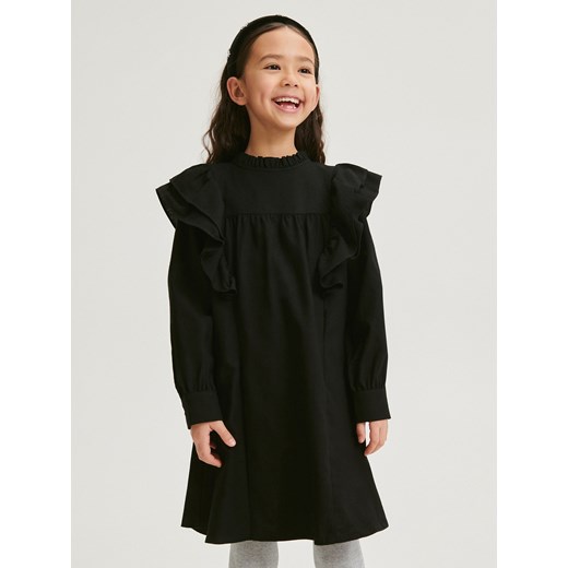 Reserved - Sukienka z falbanami - czarny ze sklepu Reserved w kategorii Sukienki dziewczęce - zdjęcie 166258841