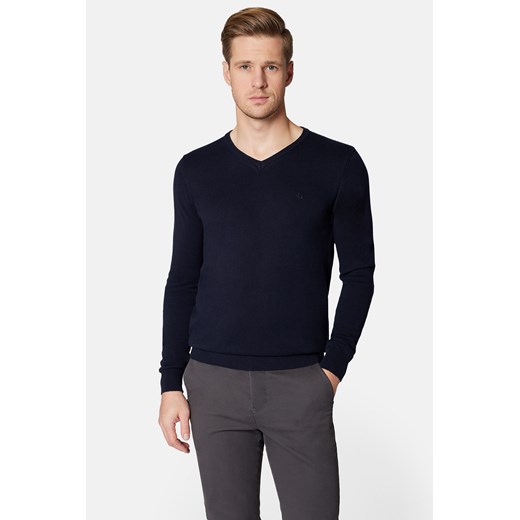 Sweter Ciemnogranatowy z Bawełną w Serek Lenny ze sklepu Lancerto S.A. w kategorii Swetry męskie - zdjęcie 166260220