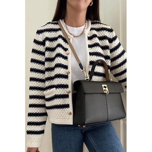 Sweter damski IVET z okrągłym dekoltem casualowy w paski 