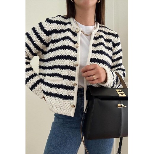 IVET sweter damski z okrągłym dekoltem w paski casualowy 