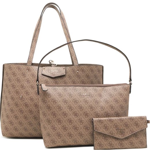 Shopper bag Guess na ramię bez dodatków ze skóry ekologicznej elegancka 