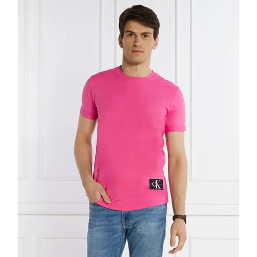 T-shirt męski Calvin Klein różowy z krótkim rękawem 