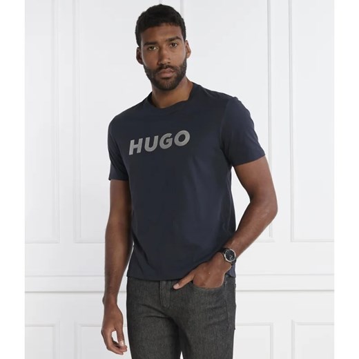 Hugo Boss t-shirt męski z napisami w stylu młodzieżowym z krótkim rękawem 