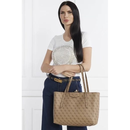 Shopper bag Guess elegancka bez dodatków na ramię 