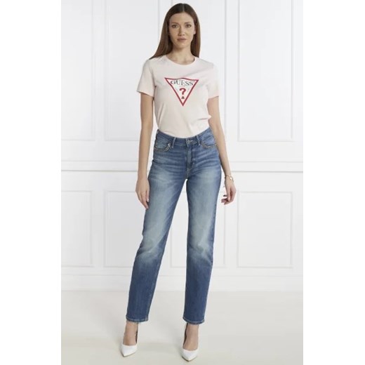 Bluzka damska Guess z krótkim rękawem w stylu młodzieżowym na wiosnę z napisem