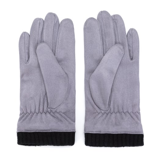 Męskie rękawiczki z ukośnym przeszyciem i ściągaczem szare ze sklepu WITTCHEN w kategorii Rękawiczki damskie - zdjęcie 166263022