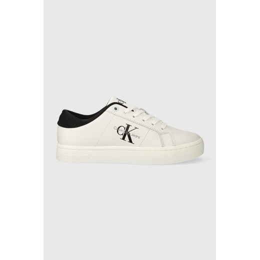 Calvin Klein Jeans sneakersy skórzane CLASSIC CUPSOLE LOWLACEUP LTH WN kolor biały YW0YW01444 ze sklepu ANSWEAR.com w kategorii Trampki damskie - zdjęcie 166263293