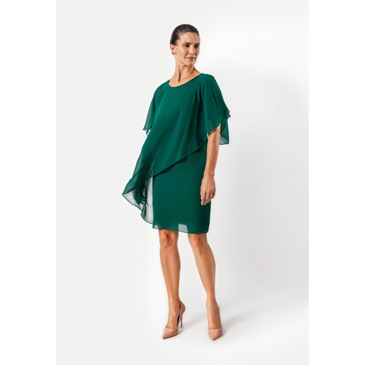 Zielona sukienka z asymetryczną falbaną Molton 36 Molton