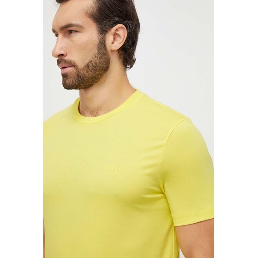 BOSS t-shirt bawełniany kolor żółty 50468347 ze sklepu ANSWEAR.com w kategorii T-shirty męskie - zdjęcie 166267122