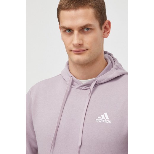 adidas bluza męska kolor różowy z kapturem gładka IN0328 ze sklepu ANSWEAR.com w kategorii Bluzy męskie - zdjęcie 166267180