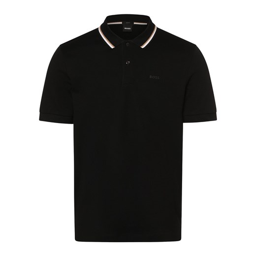 BOSS Męska koszulka polo Mężczyźni Bawełna czarny jednolity ze sklepu vangraaf w kategorii T-shirty męskie - zdjęcie 166271011