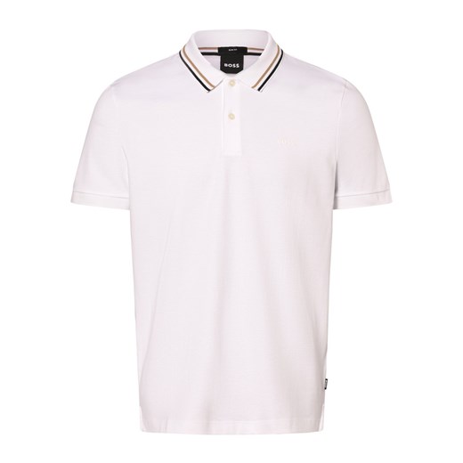 BOSS Męska koszulka polo Mężczyźni Bawełna biały jednolity XL vangraaf