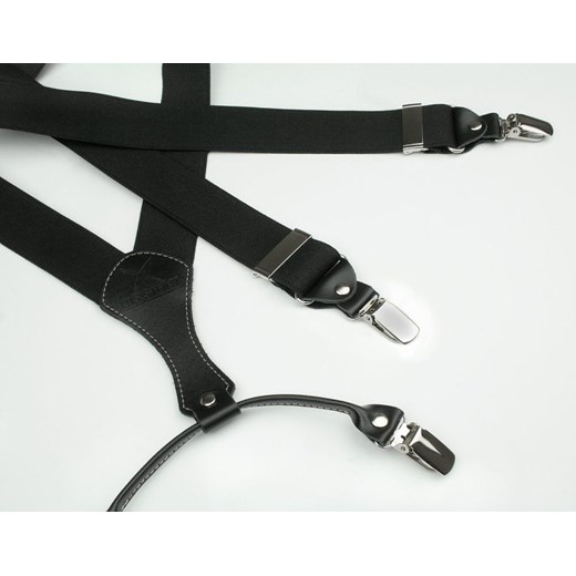 Szelki Męskie, Szerokie, Skóra Naturalna - HIS STORY - Jednokolorowe, Czarne His Story JegoSzafa.pl