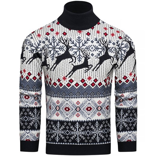 Sweter męski Recea młodzieżowy wielokolorowy w abstrakcyjnym wzorze 