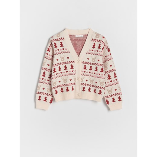 Reserved - Kardigan ze świątecznym motywem - wielobarwny ze sklepu Reserved w kategorii Swetry dziewczęce - zdjęcie 166280063