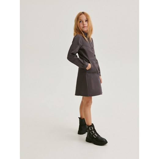Reserved - Bawełniana sukienka - ciemnoszary ze sklepu Reserved w kategorii Sukienki dziewczęce - zdjęcie 166280280