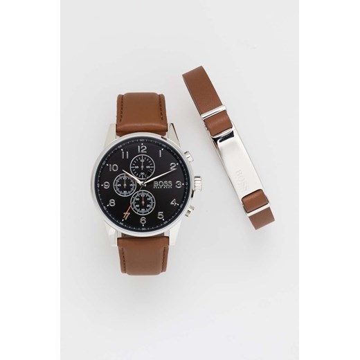 BOSS zegarek i bransoletka kolor brązowy ze sklepu ANSWEAR.com w kategorii Zegarki - zdjęcie 166281130