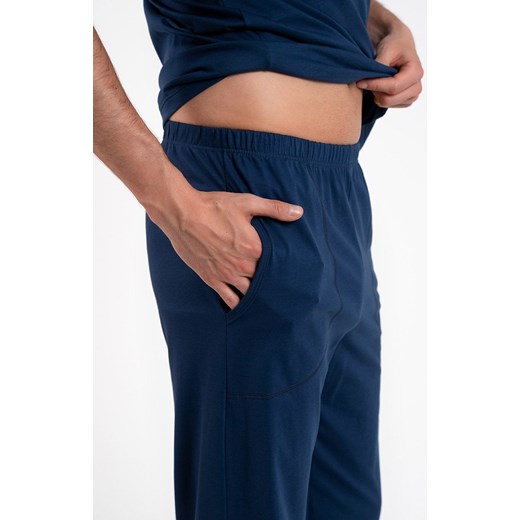 Piżama męska z krótkim rękawem i długimi spodniami Explore, Kolor granatowy, Italian Fashion 2XL Intymna wyprzedaż