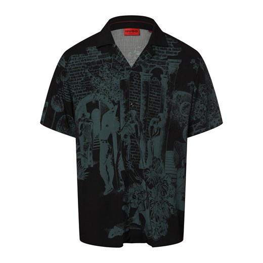 HUGO Koszula męska Mężczyźni Comfort Fit wiskoza czarny wzorzysty ze sklepu vangraaf w kategorii Koszule męskie - zdjęcie 166285832