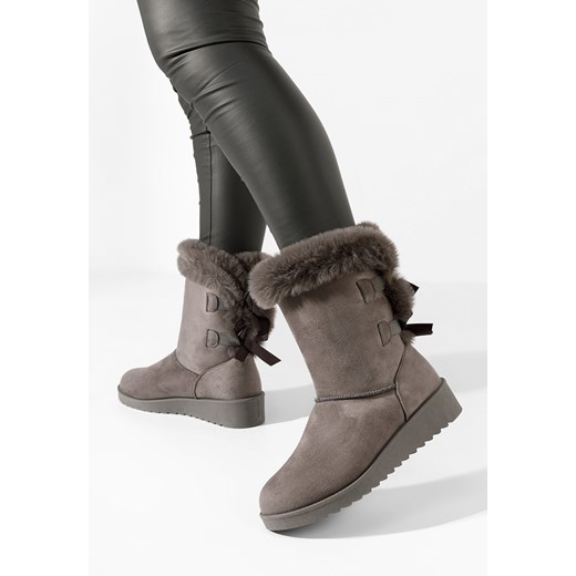 Szare zimowe buty damskie Avoris ze sklepu Zapatos w kategorii Śniegowce damskie - zdjęcie 166289121