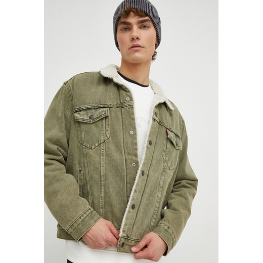 Levi&apos;s kurtka jeansowa męska kolor zielony przejściowa ze sklepu ANSWEAR.com w kategorii Kurtki męskie - zdjęcie 166290842