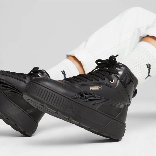 Puma buty sportowe damskie na wiosnę czarne sznurowane na platformie 