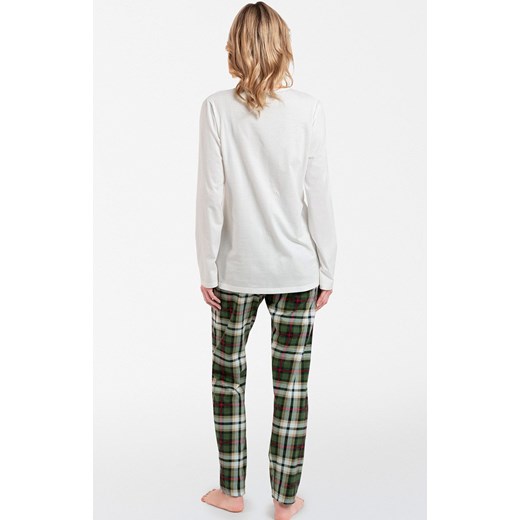 Piżama damska z długi rękaw i z długimi spodniami Asama, Kolor ecru-zielony, Rozmiar S, Italian Fashion ze sklepu Intymna w kategorii Piżamy damskie - zdjęcie 166293573