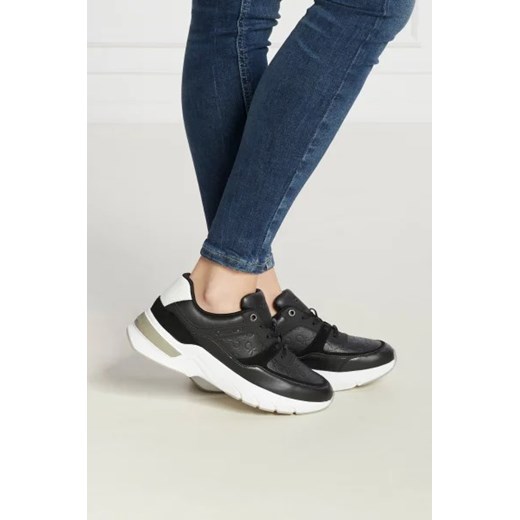 Buty sportowe damskie Calvin Klein sneakersy czarne na wiosnę wiązane na platformie 