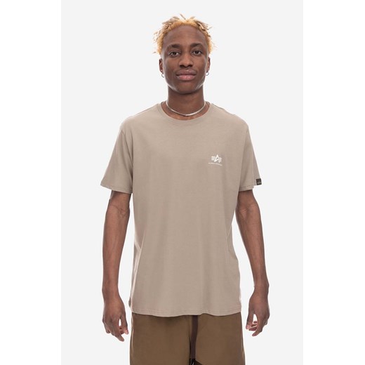 Alpha Industries t-shirt bawełniany Alpha Industries Basic T Small Logo 188505 679 kolor beżowy gładki 188505.679-BEZOWY ze sklepu ANSWEAR.com w kategorii T-shirty męskie - zdjęcie 166294432
