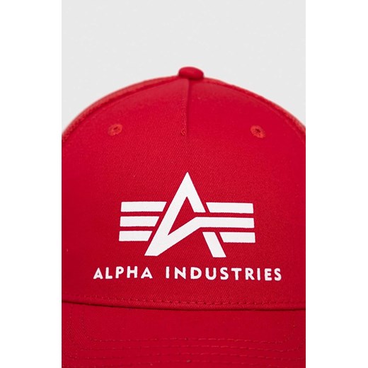 Alpha Industries czapka bawełniana kolor czerwony z nadrukiem Alpha Industries One Size okazja PRM