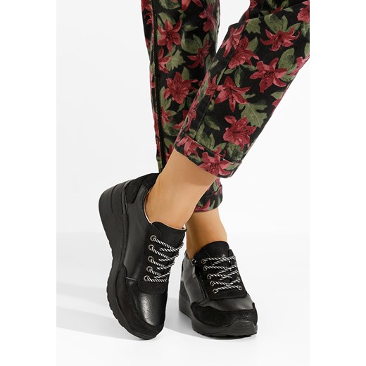 Czarne sneakersy na koturnie Relax ze sklepu Zapatos w kategorii Półbuty damskie - zdjęcie 166324334