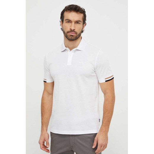 BOSS polo bawełniane kolor biały gładki 50467113 ze sklepu ANSWEAR.com w kategorii T-shirty męskie - zdjęcie 166326012