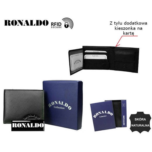 Portfel męski skórzany 0035-P-D-RFID Ronaldo uniwersalny JK-Collection