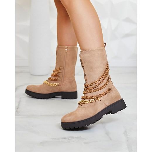 Royalfashion Botki damskie typu workery w kolorze jasnobrązowym Goserre Royalfashion.pl 37 okazja royalfashion.pl