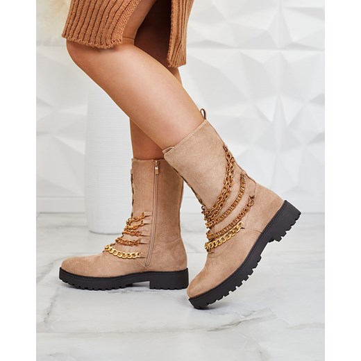 Royalfashion Botki damskie typu workery w kolorze jasnobrązowym Goserre Royalfashion.pl 39 wyprzedaż royalfashion.pl