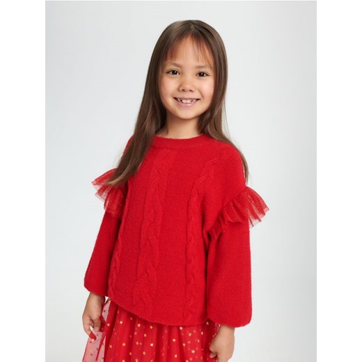 Sweter dziewczęcy czerwony Sinsay 