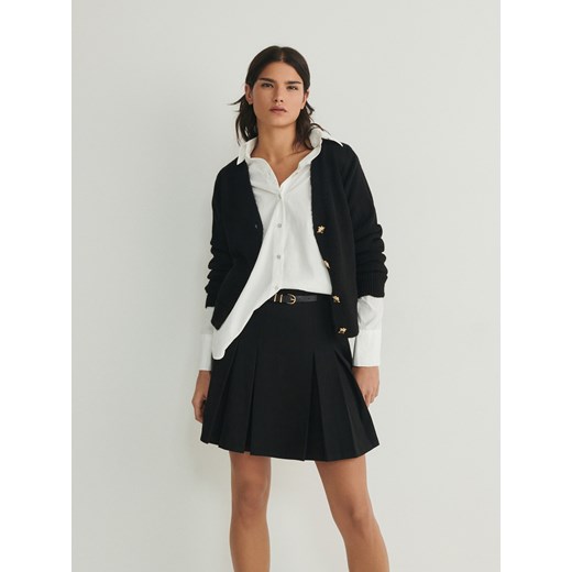 Reserved - Spódnica mini z paskiem - czarny ze sklepu Reserved w kategorii Spódnice - zdjęcie 166373082