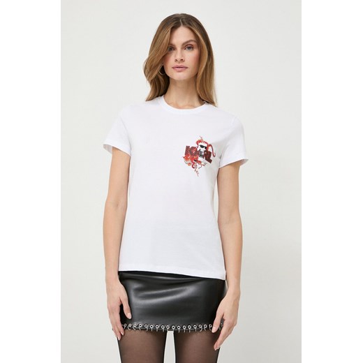 Karl Lagerfeld t-shirt bawełniany damski kolor biały ze sklepu ANSWEAR.com w kategorii Bluzki damskie - zdjęcie 166374574