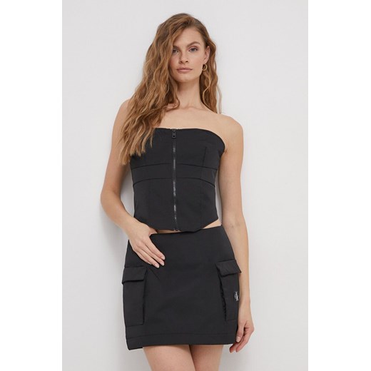 Calvin Klein Jeans top damski kolor czarny ze sklepu ANSWEAR.com w kategorii Bluzki damskie - zdjęcie 166375524